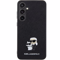 Karl Lagerfeld KLHCS24SPSAKCMPK S24 S921 kietasis dėklas telefonui juodas Saffiano Karl & Choupette Metal Pin