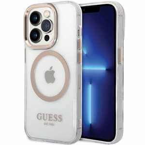 Guess metalinis kontūras Magnetinis dėklas iPhone 15 Pro Max - auksinis