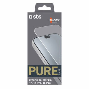SBS Pure Glass grūdintas apsauginis stiklas, skirtas iPhone 18 / 18 Pro / 17 / 17 Pro / 16 Pro