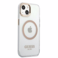 Guess GUHMP13MHTRMD iPhone 13 6.1 "auksinis / auksinis kietas dėklas Metalinis kontūras Magnetinis