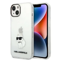 Karl Lagerfeld Ikonik Choupette dėklas telefonui iPhone 14 Plus - permatomas