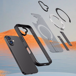 Hibridinis šarvuotas X dėklas iPhone 17 su MagSafe suderinamu stovu - juodas