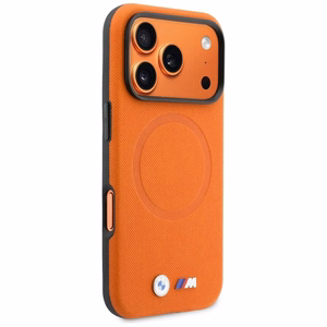 BMW dėklas for IPHONE 17 Pro suderinamas su MagSafe BMHMP17L25PFWSMO (PU FW Metal Logo) oranžinis