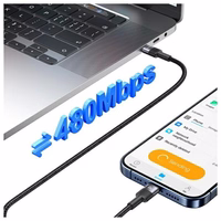 USAMS Laidas USB-C į USB-C 60W 1.2m Aluminum Alloy Data Cable SY Series SJ724USB01 (US-SJ724)