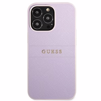 Guess Saffiano Stripe iPhone 13 Pro Max dėklas – violetinis