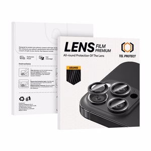 Grūdintas stiklas Tel Protect 3D objektyvo Aramid serija kamerai Iphone 15 Pro/15 Pro Max (3 objektyvai)