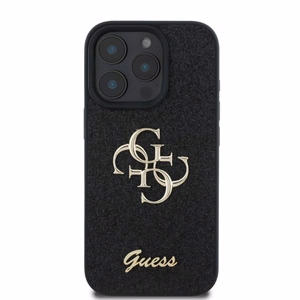 Guess Fiksuotas spīdīgs 4G dėklas telefonui iPhone 16 Pro Max (m) - juodas