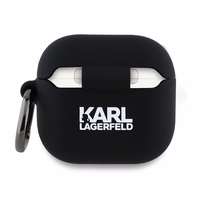 Karl Lagerfeld silikoninis Karl galvos 3D dėklas AirPods 4 - juoda