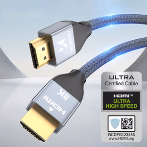 Kabelis (m) HDMI 2.1 8K 60 Hz 48 Gbps / 4K 120 Hz / 2K 144 Hz 2 m sidabrinis (WHDMI-20)