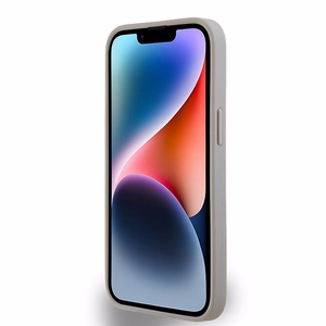 DKNY odinis mono juostelės ir metalinis logotipas dėklas iPhone 15/14/13 - smėlio spalvos