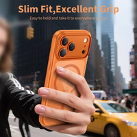 "Tech-Protect Magpeak Magsafe CC" dėklas "iPhone 17 Pro Max" - skaidrus oranžinis