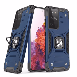 Wozinsky Ring Armor tvirtas hibridinis dėklas + magnetinis laikiklis skirtas Samsung Galaxy S22 Ultra – mėlynas