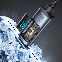 "Joyroom Prism Series A16" USB-C / USB-A kabelis 66W 1,2 m su LED ekranu - juodas