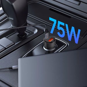 CC03 2 prievadų PD75W automobilinis įkroviklis - juodas