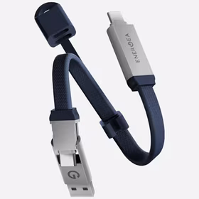 Laidas Energea Sheath Key 2w1 USB-C į USB-C/USB-A 480Mbps 60W 15cm mėlynas