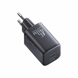 Joyroom JR-TO1 GaN 45W USB-C Lightning USB-A sieninis įkroviklis juodas