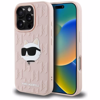 Karl Lagerfeld 3D Rubber Monogram & Choupette dėklas telefonui iPhone 16 Pro Max - rožinis
