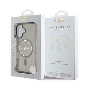 Guess IML Blizgantis ratas MagSafe dėklas iPhone 16 - juodas