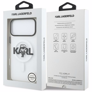 Karl Lagerfeld IML Karl Eskizas Logotipas Magnetinis dėklas telefonui iPhone 17 Pro Max - skaidrus