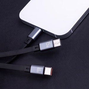 "Forever 3in1" kabelis USB - "Lightning" + 2x USB-C 1,2 m 100 W juodas