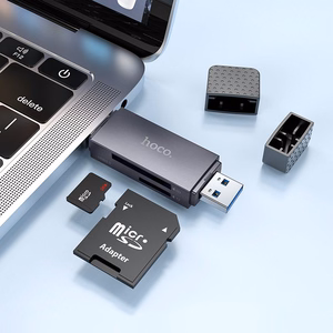 Atminties kortelių skaitytuvas Hoco HB45 USB-C/USB-A 2-in-1 USB2.0 pilkas