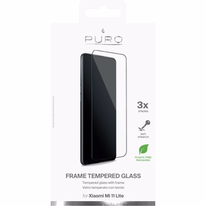 Puro Frame grūdintas apsauginis ekrano stiklas, skirtas Xiaomi Mi 11 Lite, juodu rėmeliu