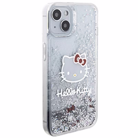 Hello Kitty Liquid Glitter Charms Kitty Head dėklas telefonui iPhone 15 - sidabrinis