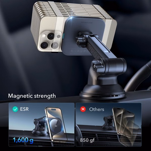 ESR Halolock magnetinis MagSafe QI2 15W automobilinis laikiklis - juodas