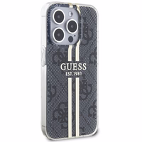 Guess IML 4G Gold Stripe dėklas iPhone 15 Pro Max - juodas