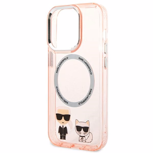 Karl Lagerfeld KLHMP14LHKCP iPhone 14 Pro 6.1" kietas dėklas rožinis / rožinis Karlas & Choupette Aliuminis Magsafe