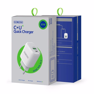 Dux Ducis Duzzona sieninis įkroviklis T2 - USB + Type C - PD 30W baltas