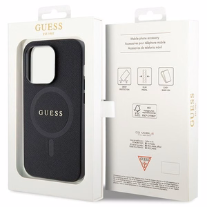 Guess GUHMP14LPSAHMCK dėklas iPhone 14 Pro - juodas Saffiano MagSafe