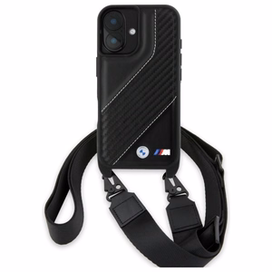 BMW M Edition Carbon Stripe & Strap Dėklas telefonui Apple iPhone 16 Plus - juodas
