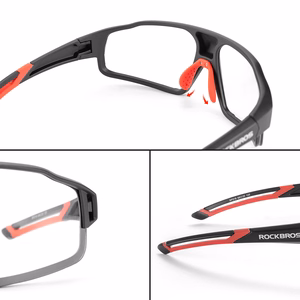 Rockbros SP216BK fotochrominiai UV400 dviratininko akiniai - juodi ir raudoni