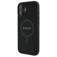 Guess Saffiano Classic Logo Magnetinis dėklas iPhone 16 - juodas