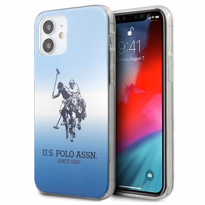 US Polo Assn. Gradient Pattern Collection dėklas, skirtas iPhone 12 mini, mėlynas
