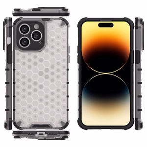 Korinio rašto dėklas telefonui iPhone 14 Pro šarvuotas hibridinis juodas