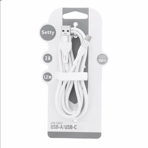 "Setty" USB - USB-C kabelis 1,2 m 2A KSA-C-1.220 baltas