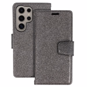 Glitter Magsafe knygos stiliaus dėklas Samsung Galaxy S23 Plus juodas