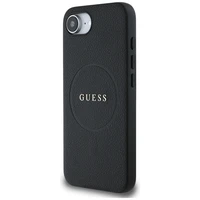 Guess PU Grained Classic Logo dėklas telefonui iPhone 16e su MagSafe - juodas
