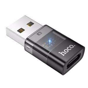 Adapteris USB A į USB C Hoco UA36C skaidrus juodas