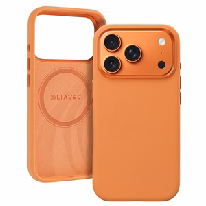 Liavec Silky dėklas su metaliniu kameros rėmeliu, skirtas Iphone 17 Pro Max oranžinis