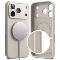 Ringke silikoninis magnetinis dėklas telefonui iPhone 17 Pro Max - smėlio spalvos