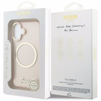 Guess IML Script Metal MagSafe Dėklas for iPhone 17 - rožinis