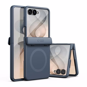 Tech-Protect Kevlar Aura dėklas, skirtas Samsung Galaxy Z Flip 8, suderinamas su MagSafe – tamsiai mėlynas