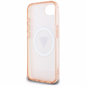 Guess IML Metal Glitter 4G Circle Triangle Magnetinis dėklas telefonui iPhone 16e - rožinis