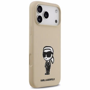 KARL LAGERFELD dėklas telefonui IPHONE 17 Pro Max su MagSafe suderintas (silikoninis su KL eskizu ir logotipu) - rudas
