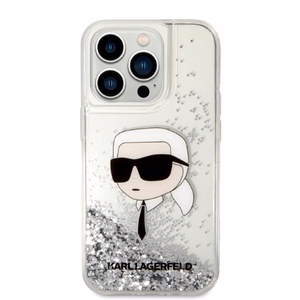 Karl Lagerfeld Glitter Karl's Head dėklas telefonui iPhone 14 Pro Max - sidabrinis