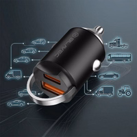 Blavec Automobilinis įkroviklis BS-02B-C Aero - USB + Type C - QC 3.0 18W PD 30W su Type C to Type C cable (CCBS02BCA-UCB) juodas