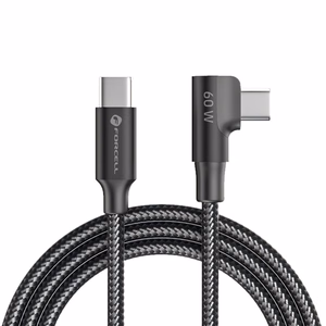 Laidas USB C į USB C Forcell F-Energy QC4.0 PD 3A 60W Cafule 90° 1,2 m CC-1Deg juodas